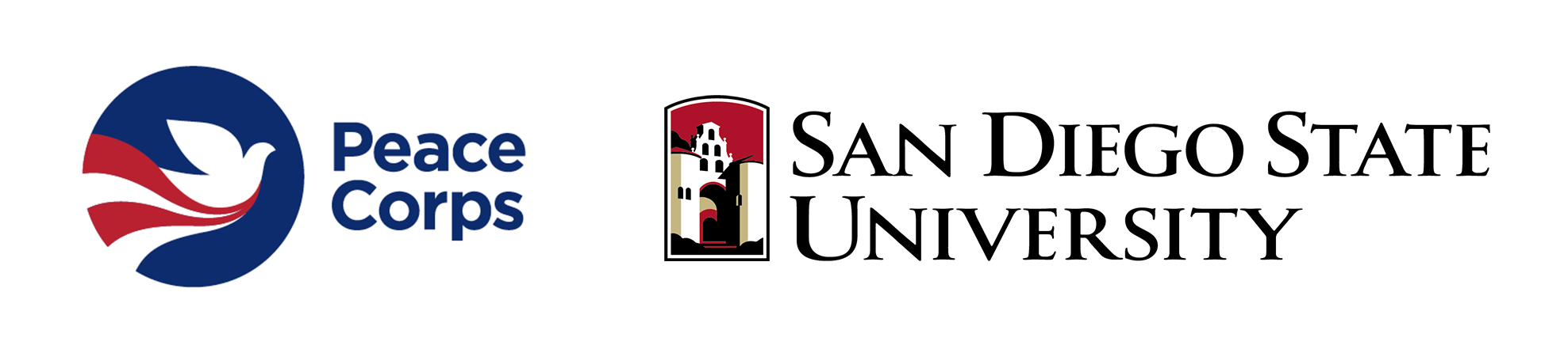 Peace Corps and SDSU Horizontal Logo